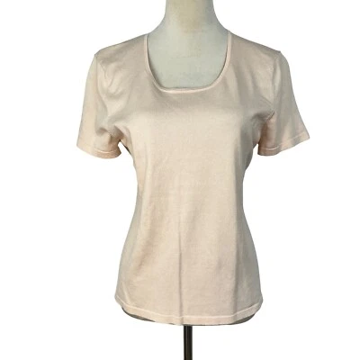NWT Rena Rowan Knit Top Short Sleeve Square Neck Silk Blend Women Large - Image 1 of 4