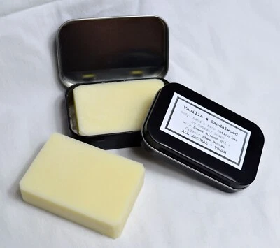 Natural Vanilla Sandalwood handmade solid lotion bar face hand body 80g VEGAN - Image 1 of 4