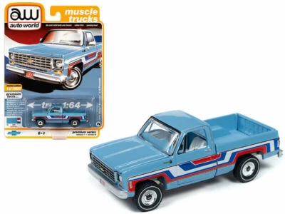 1976 CHEVROLET BONANZA C10 PICKUP BLUE 1/64 DIECAST AUTOWORLD 64242/ AWSP034 B - Image 1 of 2