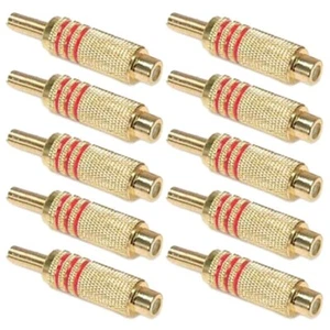 10x RCA Female Jack Audio Solder Connector Metal Spring Adapter Gold Plated Red - Picture 1 of 1