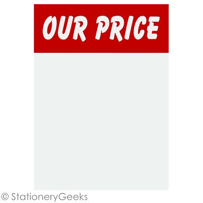 96 OUR PRICE Sale Cards 3x2” Price Tickets Label Discount Shop Pricing Sign UK