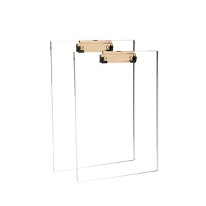 Clear Acrylic Clipboard with Gold Clip Set 2-Pieces Fits 9x12 inch - Letter S... - Picture 1 of 7