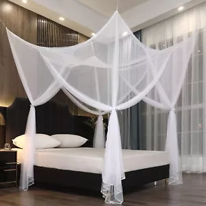 Bed Canopy for Full Queen King Size Bed,Canopy Bed Curtains Elegant Mosquito Net - Picture 1 of 8