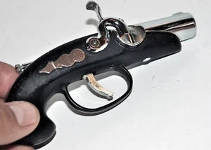 Vintage Derringer Flintlock Pistol Cigarette Lighter Black & Silver Untested  - Picture 1 of 6