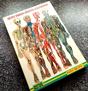 Vtg Human Body Anatomy Jigsaw Puzzles Systems Identification German  Auf Deutsch - Picture 1 of 9