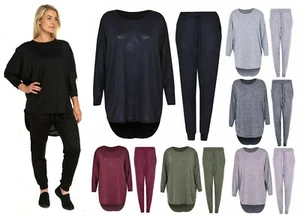 Womens 2 Piece Track Suit Set High Low Top and Bottoms Ladies Casual Loungewear - Picture 1 of 7