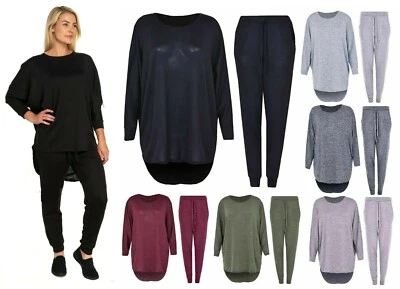 Donna 2 Pezzi Tuta Set Alto Basso Top E Pantaloni Casual Abbigliamento Comodo - Immagine 1 di 2