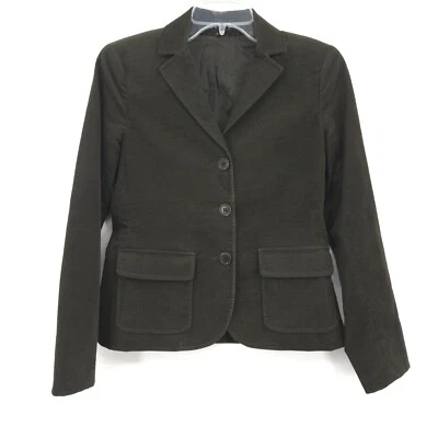 Theory corduroy blazer jacket womens Size 2 dark green long sleeve 3 button - Image 1 of 4