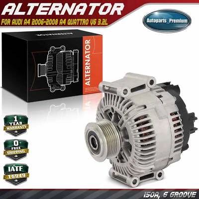 Nuevo Alternador para Audi A4 Quattro V6 3.2L 150 Amp 12 Voltios CW Polea 6 Ranuras Foto 1 de 4