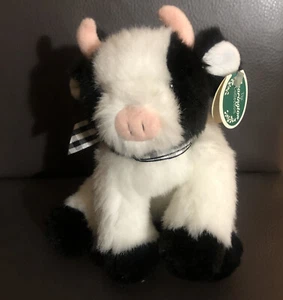 The Bearington Collection Plush Cow 11 Inch Stuffed Animal Black White - Picture 1 of 6