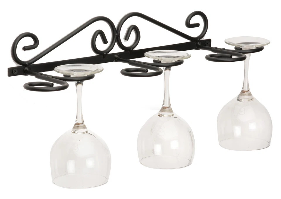 SOPORTE PARA COPA DE VINO DE MONTAJE EN PARED - Amish Forjado a Mano Hierro Forjado 6 Vasos Estante EE. UU. Foto 1 de 1