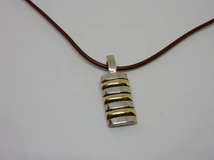 Lovely Sterling Silver/18kt Pendant With Rubber Necklace 18 inches. - Picture 1 of 8