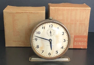Westclox Bingo Clock One Day Alarm VTG Model No. 93 Metal Original Box USA READ - Picture 1 of 12