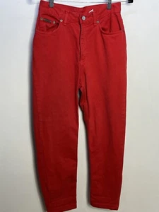 Calvin Klein Jeans Womens 8 Red Tapered Leg Cotton High Waist Vintage Retro 80s - Picture 1 of 15