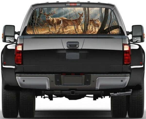 1x Rear Window Deer Family Graphic Decal Truck Rear Window Sticker 22"x65" Large - Picture 1 of 8
