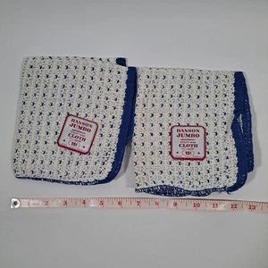 Lot 2 Vintage Hanson Blue White Kitchen Dishcloth New Old Stock w/Tags - Picture 1 of 2