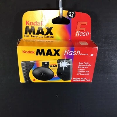 Kodak Max Flash Disposable 35mm Camera 27 Exposures Sealed Box Expired June 2002 - Image 1 of 3