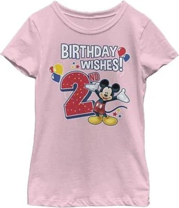 DISNEY Mickey Mouse 2nd Birthday Wishes! Girls Medium 7/8 T-Shirt Pink NEW Happy - Picture 1 of 6