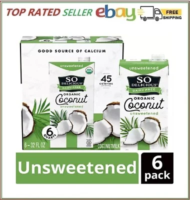 So Delicious Dairy-Free Organic Coconut Milk, Unsweetened, 32 Ounce (Pack of 6) - Image 1 of 4