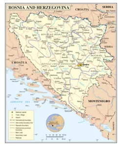 Bosnia politica provincia amministrativa strada autostrada ferrovia città mappa paese - Foto 1 di 1
