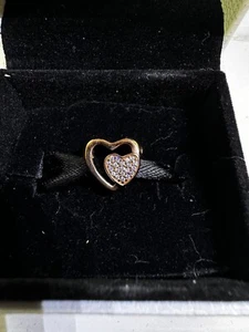 Genuine Authentic Pandora Rose Gold Joined Together Heart Charm 781806CZ Retired - Picture 1 of 1