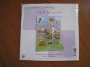 3D Pop Up Greeting Card Cats on Bicycle Happy Birthday Treasures New - Picture 1 of 2
