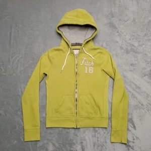 Vintage Abercrombie Fitch Hoodie Girls Medium Lime Green Hooded Sweatshirt Y2K - Picture 1 of 10