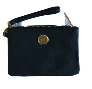 Joy Mangano Black Leather Wristlet Clutch Bag RFID-Wristlet Wallet  - Picture 1 of 8