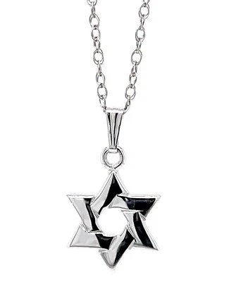 Collar Colgante Religioso Judío Estrella de David Oro Blanco 14k Cadena 18" Foto 1 de 4