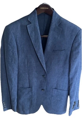 Nordstrom Suit Separates Trim Fit Blue  Linen Sport Coat /Jacket 40 Regular - Image 1 of 4