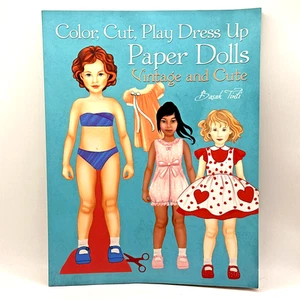 Paper Dolls, Color, Cut, Play Dress Up Vintage and Cute Fashion Basak Tinli - Imagen 1 de 4