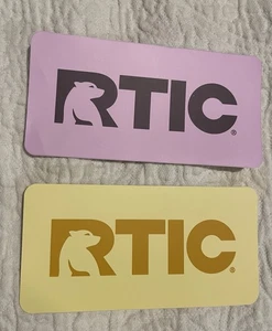 RTIC-Logo STICKERS-5” X 2.5”-Yellow & Pink-Includes 2 Stickers-NEW - Picture 1 of 1