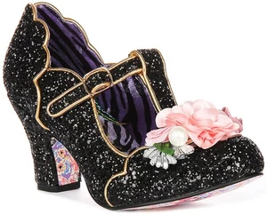 Irregular Choice Carriage Ride Glitter Mid T Bar Womens Heel In Black UK 4 - 8 - Picture 1 of 6
