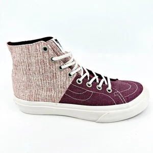 VANS Sk8 Hi Decon SPT (Stripes) Washed Tawny Port Burgundy White Womens Size 8.5 - Picture 1 of 6