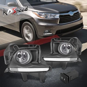 Chrome Bezel Clear Lens Bumper Fog Lights w/Switch for 14-16 Toyota Highlander - Picture 1 of 5