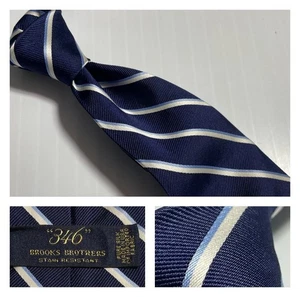 Corbata de seda Brooks Brothers azul marino elegante blanca Lt azul rayas Repp EE. UU. - Imagen 1 de 10