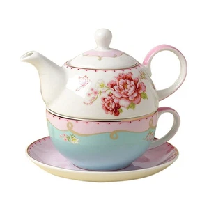 ® Fine Bone China Teekanne for One, Rose Teekanne und Untertasse Set - Teetasse mit Sa... - Bild 1 von 5