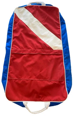 Vintage 80's 90's Canvas Hanging Garment Bag Zipped Red White & Blue Luggage - Image 1 of 4