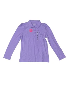 The Children’s Place Girls Size L (10/12) Long Sleeve Solid Purple Polo Shirt  - Picture 1 of 3
