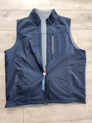 Izod Reversible NWT Navy Blue Gray Vest Mens XL Full Zip Light Outdoors Golf - Image 1 of 4