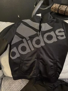 Adidas Boys Track Jacket Black Full Zip Size 10/12 - Picture 1 of 2