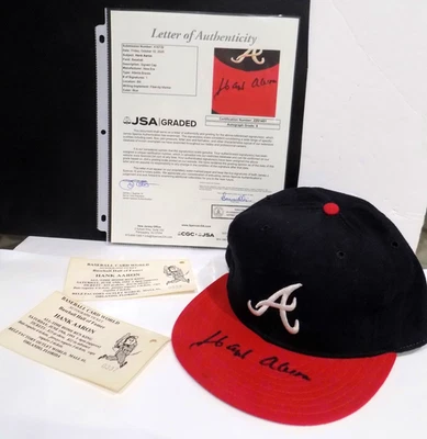 HANK AARON HOF Signed JSA 💎 GRADED 9 Autograph Auto A's Baseball Cap 7 3/8 Hat - Image 1 of 4