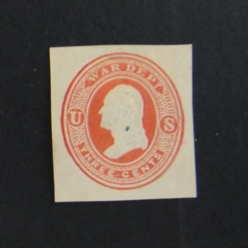 US Official Stamp Envelope UO35 3c 1873 War Dept Vermillion on Amber Cut Square - Image 1 of 2