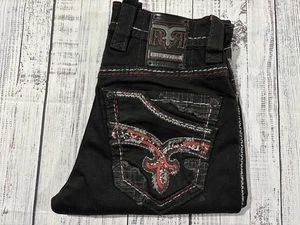 NEW Men’s Rock Revival Jeans Sz 29 X 30 Lucian Straight Black 0480 - Picture 1 of 12
