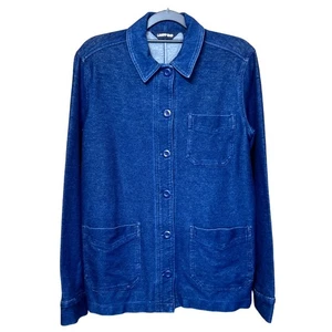 Lands End Womens Size Small Blue Button Front Long Sleeve Cotton Blend Jacket - Picture 1 of 10