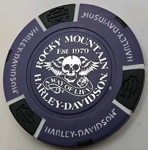 ROCKY MOUNTAIN HARLEY DAVIDSON OF LITTLETON CO. CLOSED DEALERSHIP POKER CHIP NEW - Picture 1 of 2