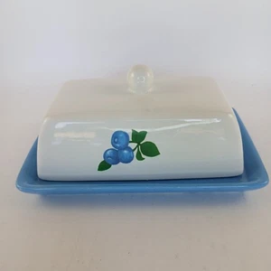 Ceramic XL Butter Dish Double Stick Blueberry 2-sticks Farmhouse Fruit Kitchen - Picture 1 of 8