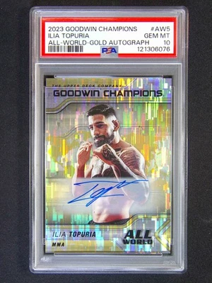 2023 Upper Deck Goodwin Champions All World Gold Ilia Topuria Auto PSA 10 Foto 1 de 2