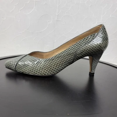 Zapatos de tacón Andrew Geller para mujer talla 8,5 gris piel de serpiente en relieve Foto 1 de 4