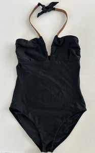 Traje de baño Vix Paula Hermanny de una pieza grande negro halter correas de cuero cuello en V - Imagen 1 de 12
